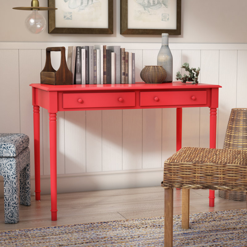 Beachcrest Home Vandever Farmhouse 2Drawer Writing Desk Navy